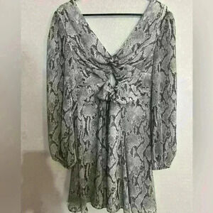 Express Snakeskin Print Long Sleeve Dress